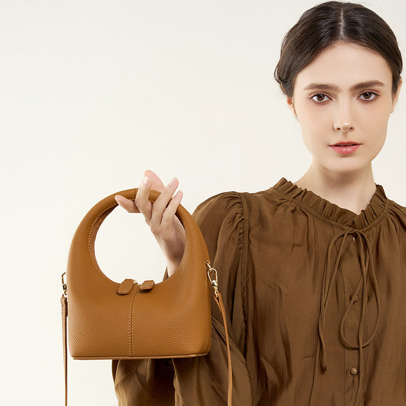 leather crescent shoulder bag, view 7 - MRSLM