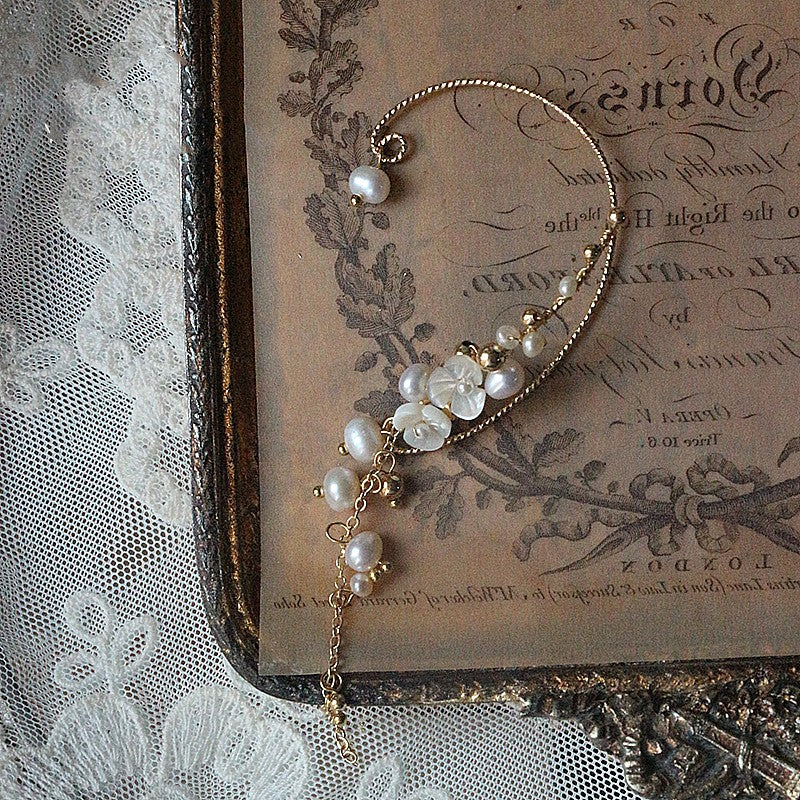 freshwater pearl shell ear clip, view 4 - MRSLM