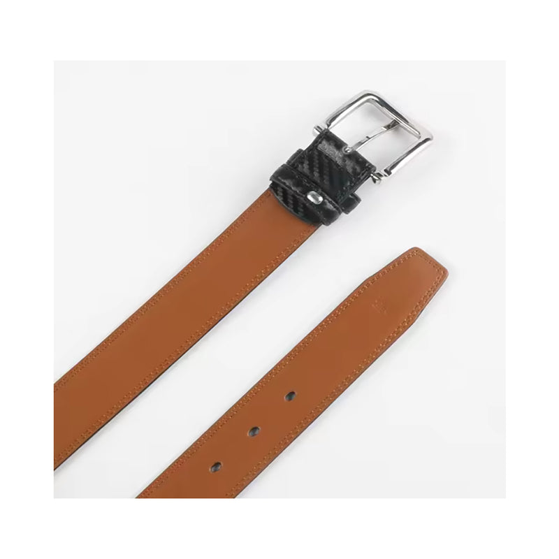 men's leather belt with swivel pin buckle, view 5 - MRSLM