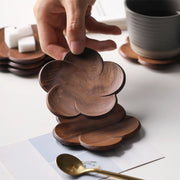 walnut wood flower coasters, view 4 - MRSLM