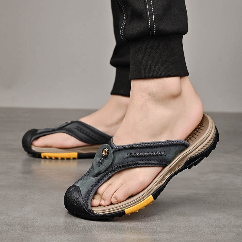 men's leather flip-flops, view 4 - MRSLM