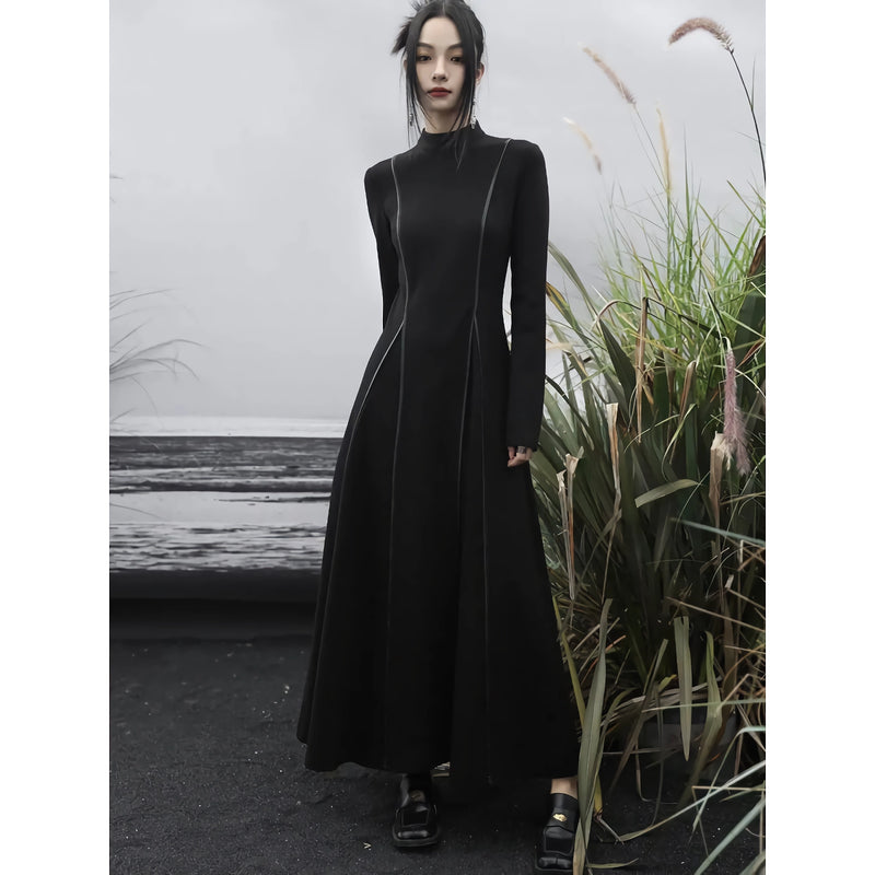 french knit stand-collar dress, view 2 - MRSLM