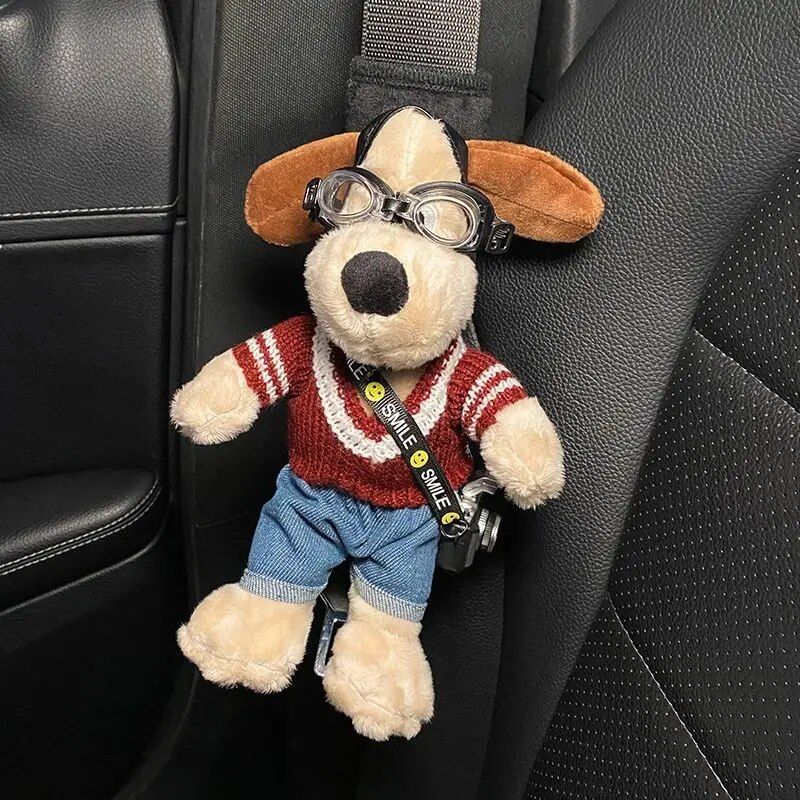 cartoon dog plush seat belt protector, view 4 - MRSLM