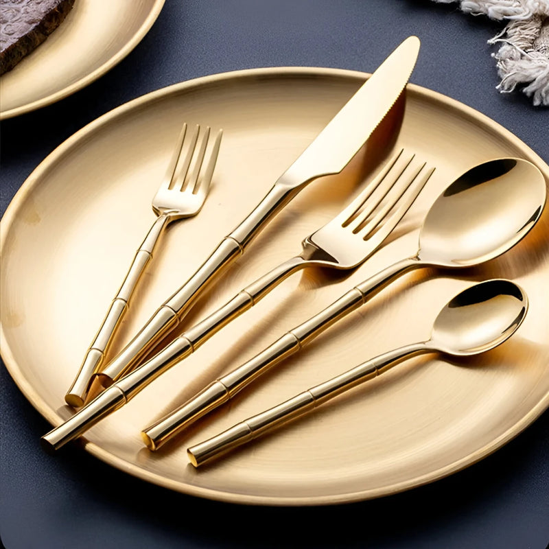 bamboo design cutlery set, view 6 - MRSLM
