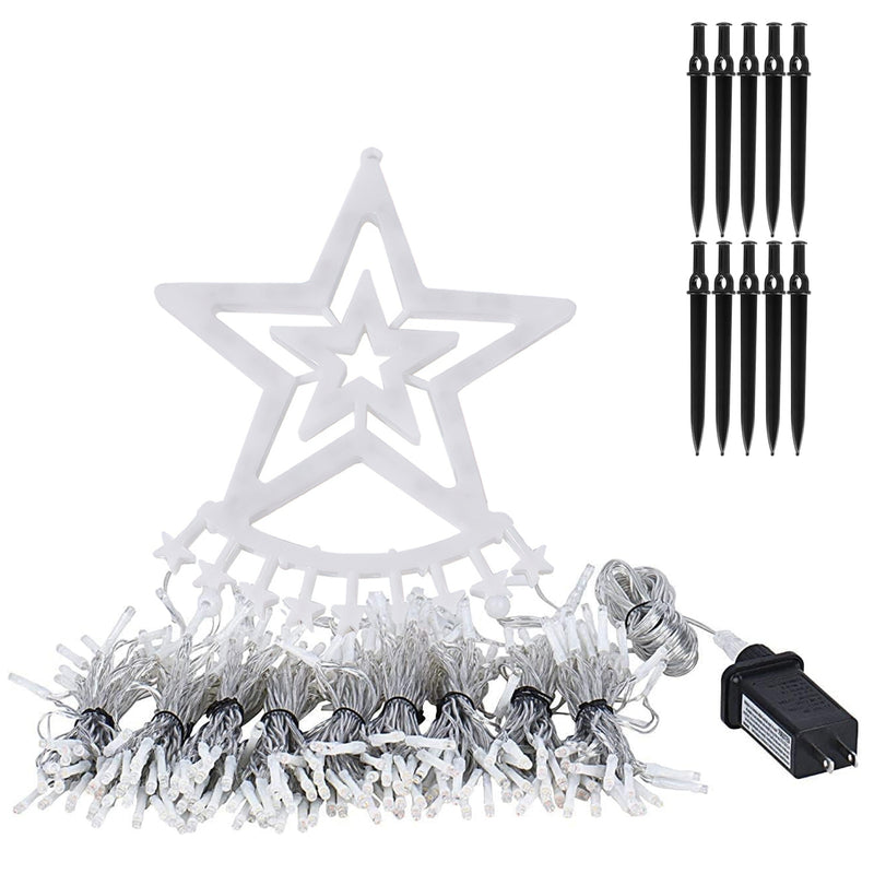 Multicolor waterfall Christmas tree lights with star topper, view 6 - MRSLM