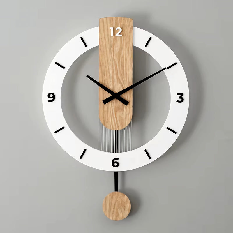 nordic modern solid wood wall clock, view 3 - MRSLM