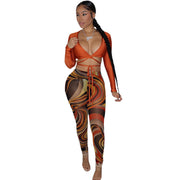 mesh floral print two-piece set, view 3 - MRSLM