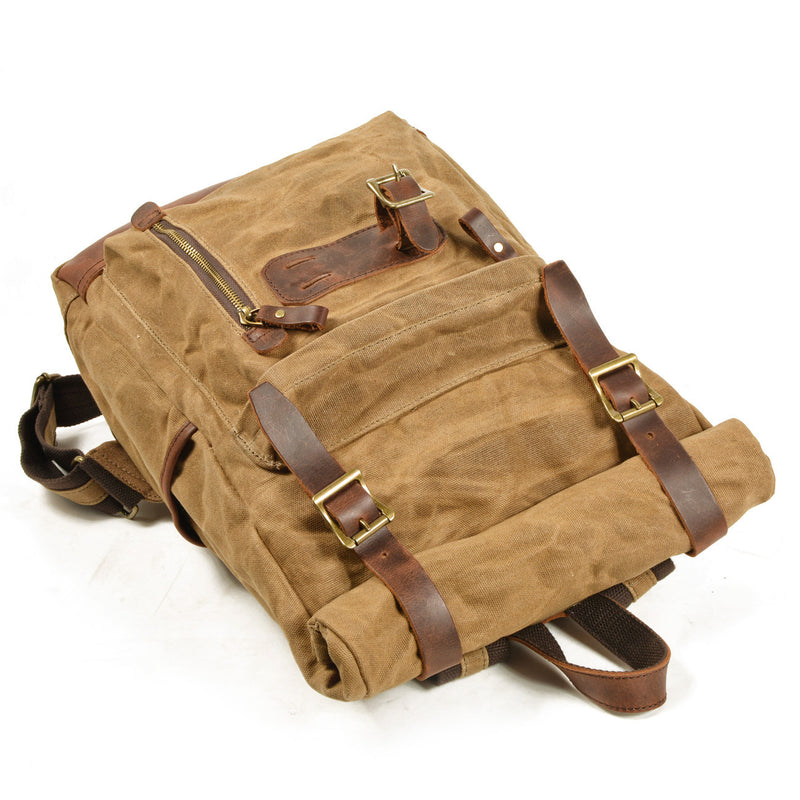 canvas outdoor travel backpack, view 4 - MRSLM