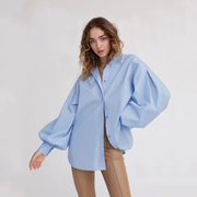 women's cotton lantern sleeve blouse - MRSLM