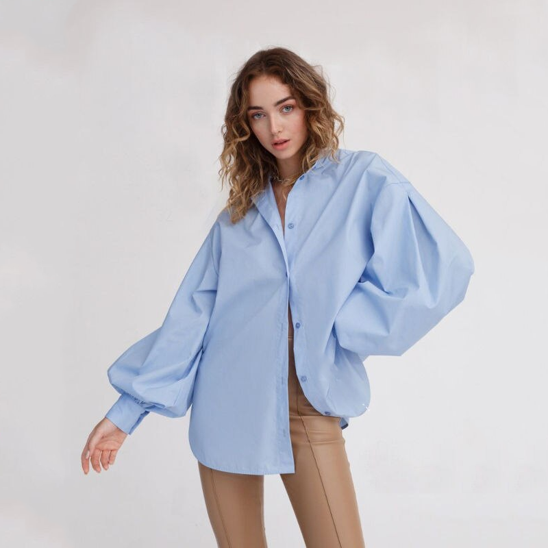 women's cotton lantern sleeve blouse - MRSLM