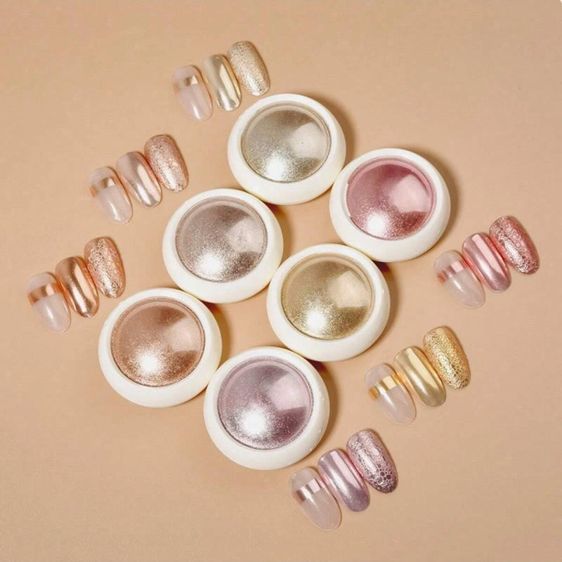 6pcs metallic glitter nail powder, view 2 - MRSLM