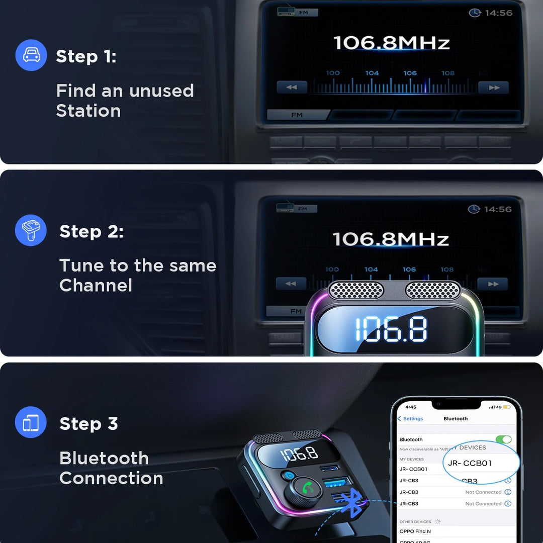 High-Speed Bluetooth 5.3 FM Transmitter