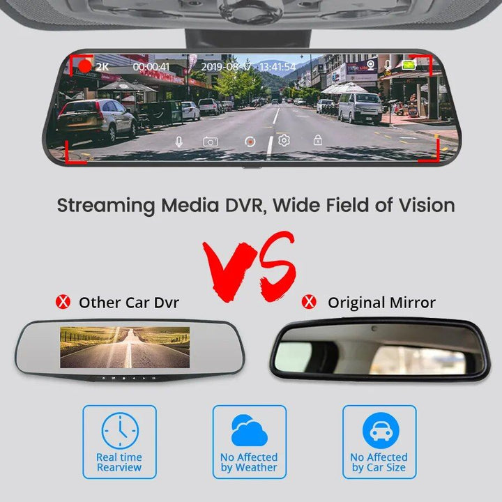 Rearview Mirror Dash Cam with Dual FHD Cameras and Night Vision