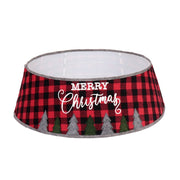 Black red plaid Christmas tree skirt, view 4 - MRSLM
