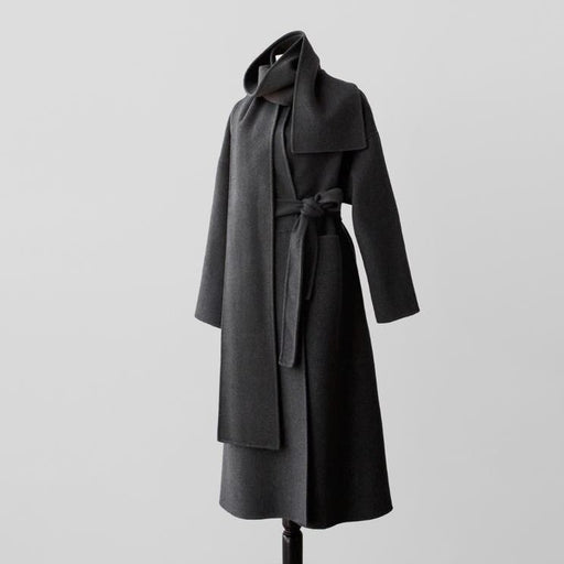 fashion women's coat with scarf collar, view 3 - MRSLM