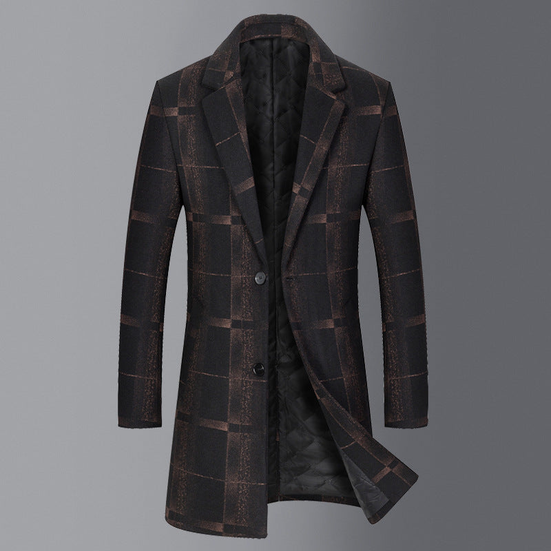 Men's mid-length slim woolen coat - MRSLM