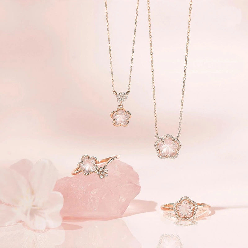 pink crystal heart necklace - MRSLM
