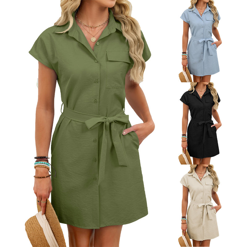 women's lace-up waist dress, view 2 - MRSLM