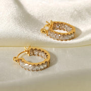 Gold zirconia hoop earrings, view 4 - MRSLM