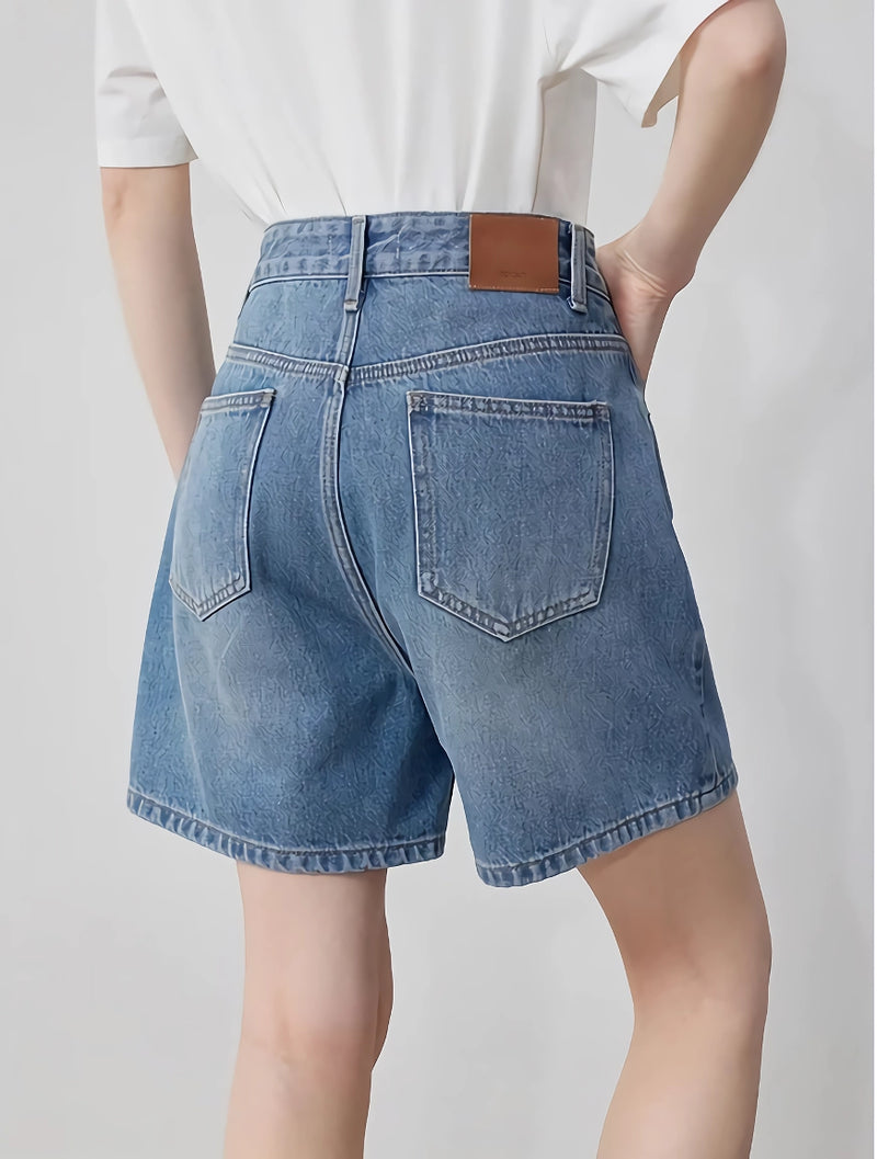 high-waist denim shorts, view 7 - MRSLM