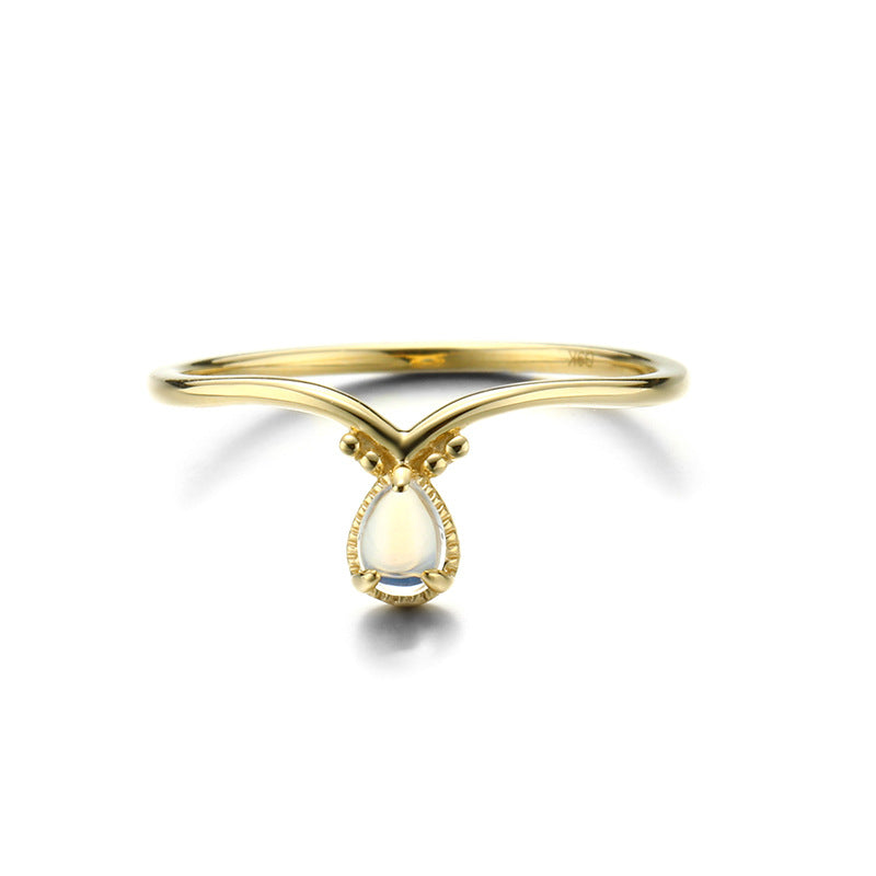 925 silver blue moonstone v-shaped ring, view 4 - MRSLM