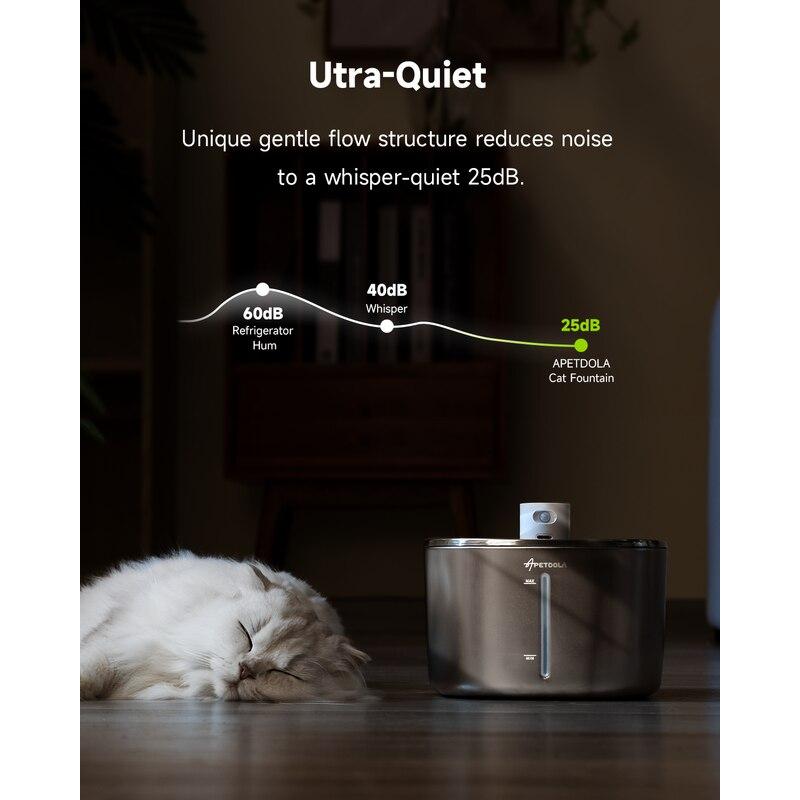 wireless stainless steel pet water fountain, view 9 - MRSLM