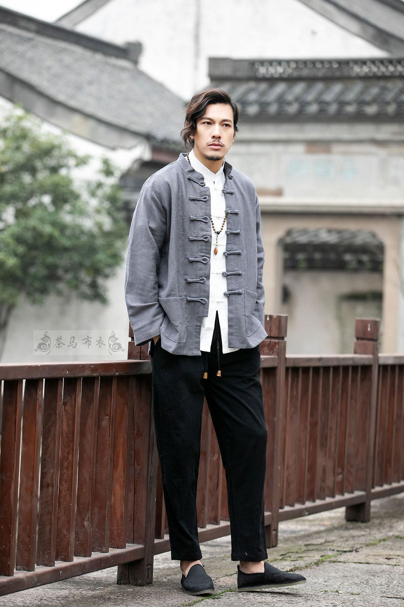 men's Tang suit cotton linen coat, view 4 - MRSLM