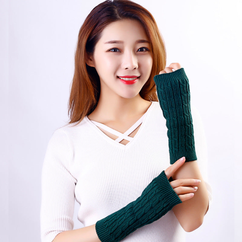 Woolen twisted half finger gloves, view 9 - MRSLM