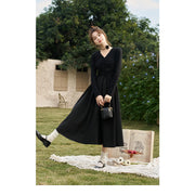 black knitted smocked midi dress, view 3 - MRSLM