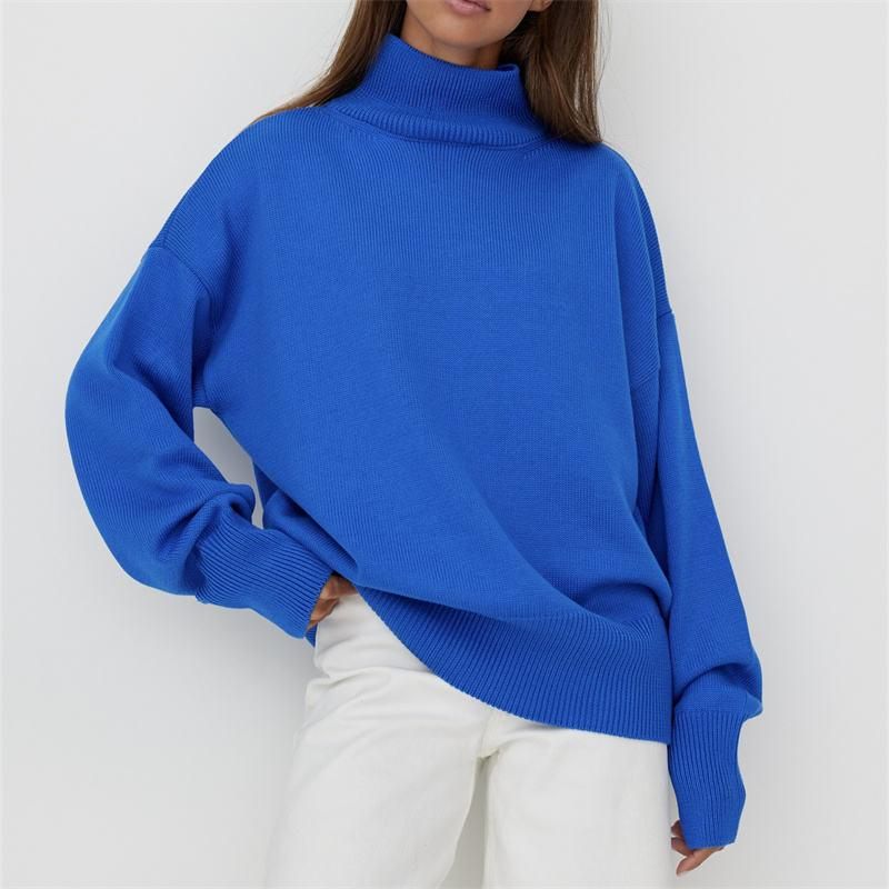 womens oversized turtleneck knitted sweater, view 7 - MRSLM
