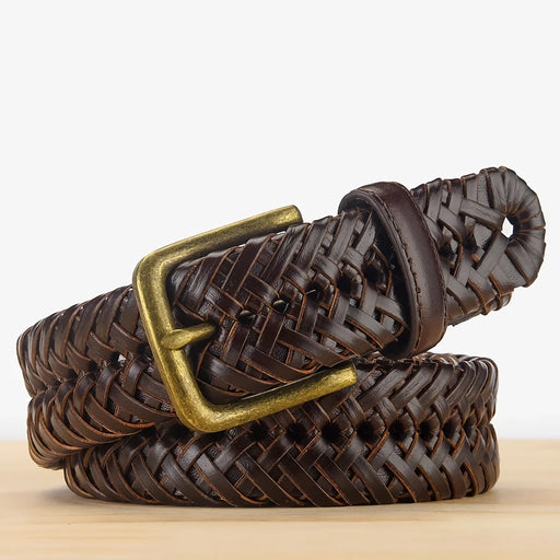 men's genuine leather braided belt - MRSLM