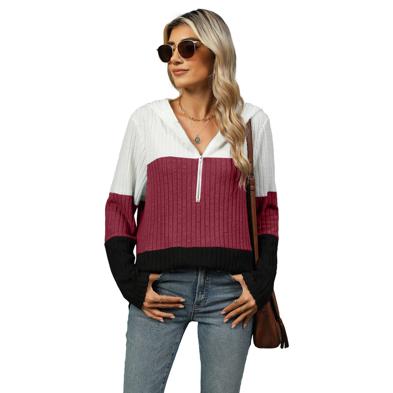 stitching zipper hooded top, view 5 - MRSLM