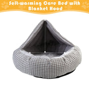 cozy hooded fluffy round pet bed, view 7 - MRSLM