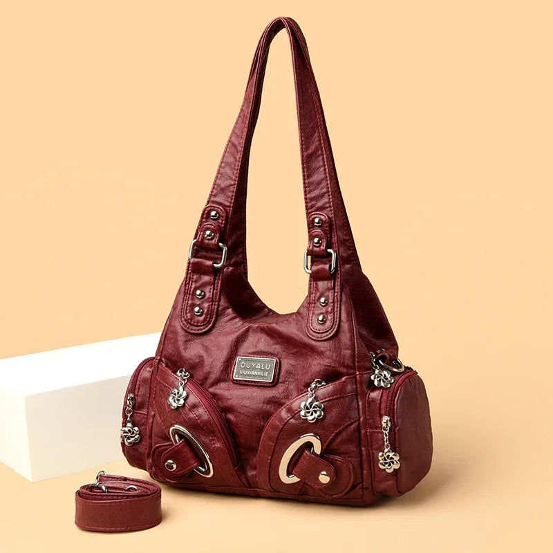 soft leather crossbody tote bag, view 8 - MRSLM