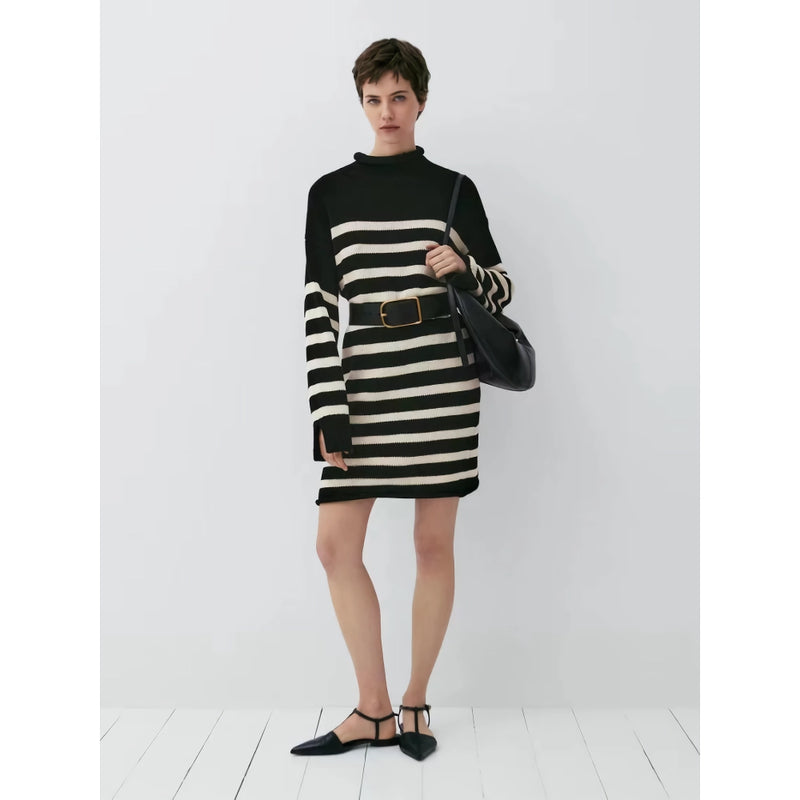 Slim-fit striped knit dress, view 3 - MRSLM