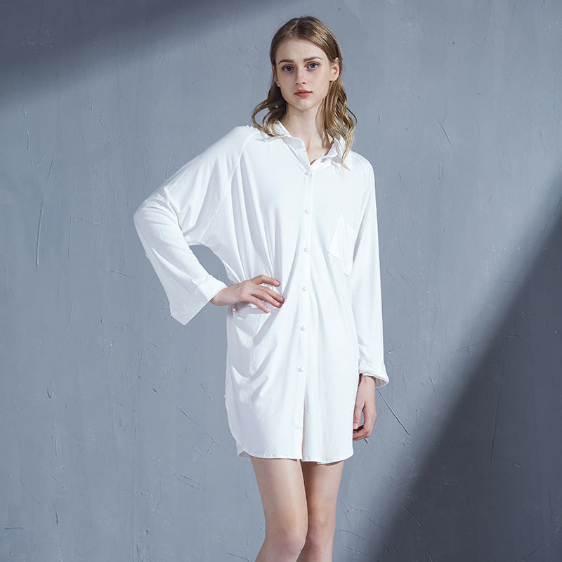 women's loose rayon cardigan nightdress, view 8 - MRSLM