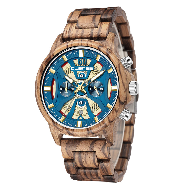 men's handmade wooden watch, view 2 - MRSLM