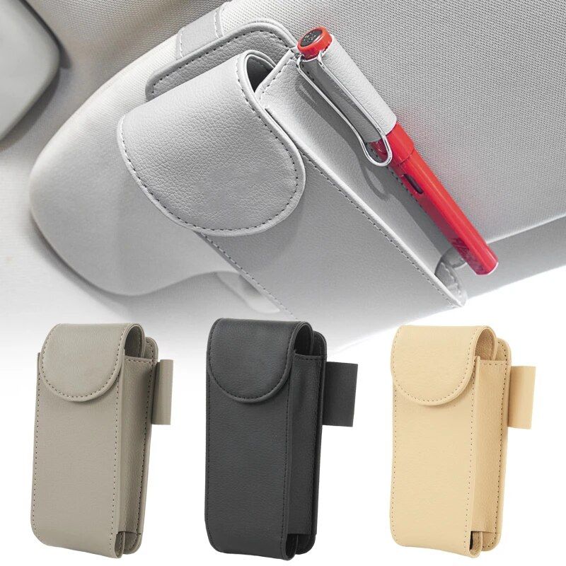 Leather Sun Visor Glasses and Card Organizer for Cars