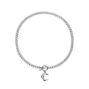 Silver crescent clavicle chain necklace, view 5 - MRSLM