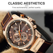 men's leather sports chronograph watch, view 8 - MRSLM