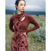 elegant autumn tie-dye knitted dress, view 4 - MRSLM