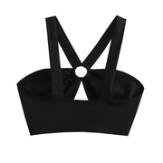 women's black sling cropped top, view 6 - MRSLM