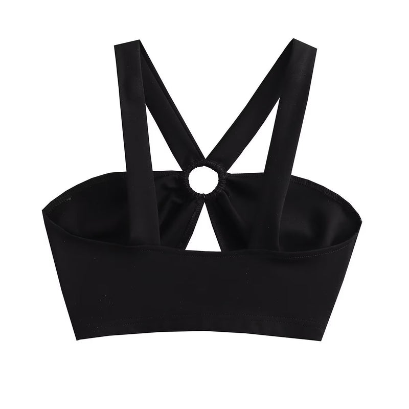 women's black sling cropped top, view 6 - MRSLM