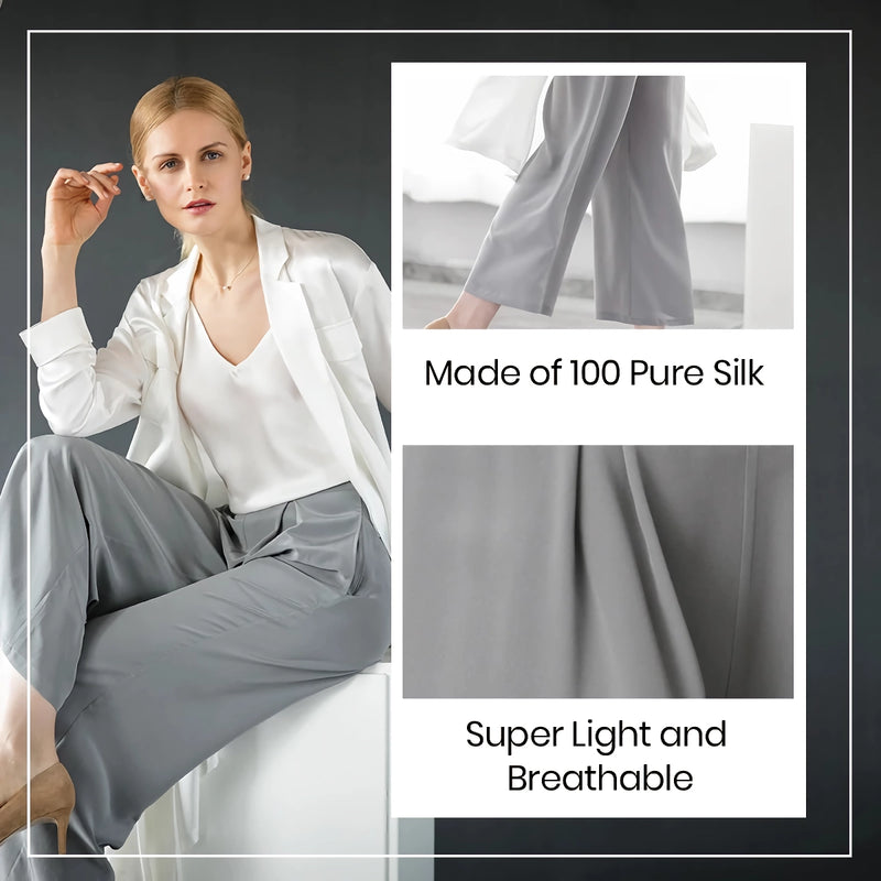 silk wide leg pants, view 8 - MRSLM