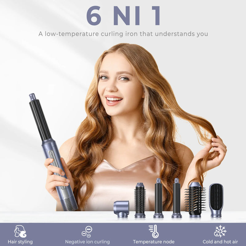 6-in-1 detachable hair dryer brush and styling tool, view 3 - MRSLM