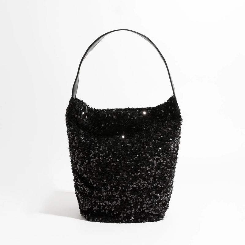 sparkling sequin hobo evening purse, view 5 - MRSLM