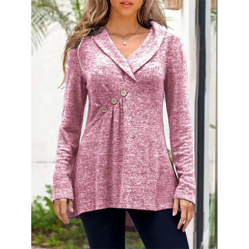 women's v-neck button knit sweater, view 5 - MRSLM