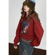 red fleece hoodie for women, view 6 - MRSLM