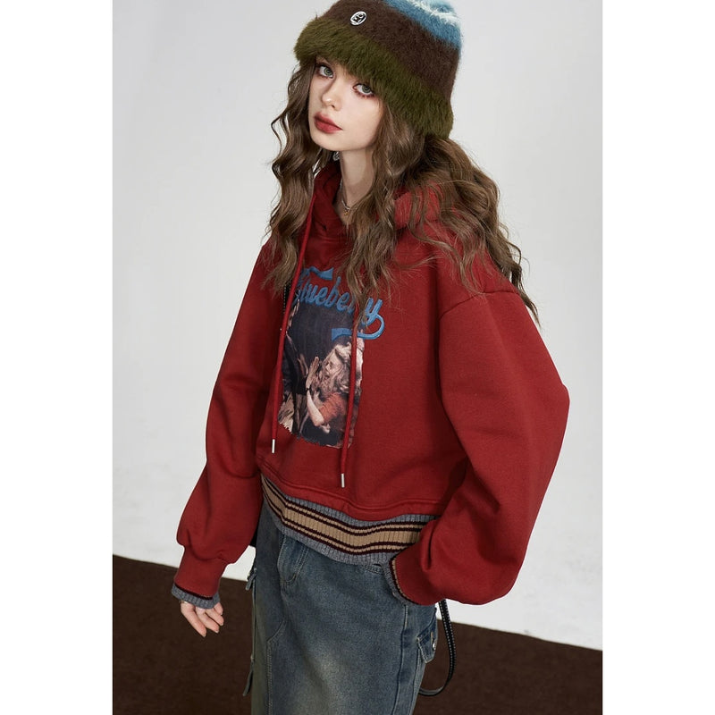 red fleece hoodie for women, view 6 - MRSLM