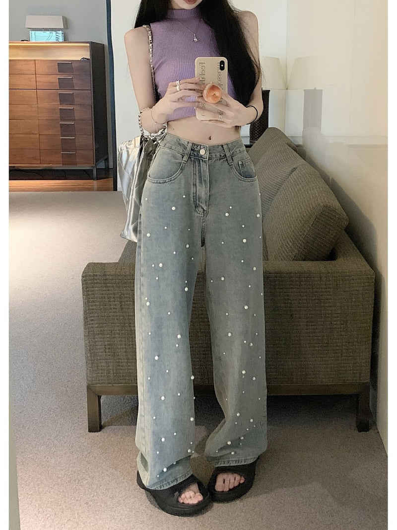 Women's Summer High Waist Straight Wide Leg Jeans